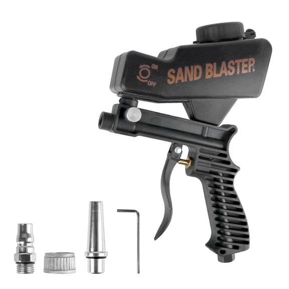 Gravity Feed Pneumatic Sandblasting Gun Set Adjustable Flow Abrasive Blasting Machine Portable Rust Remover Sand Blast Tool for Metal Paint Corrosion Cleaning Garage Workshop