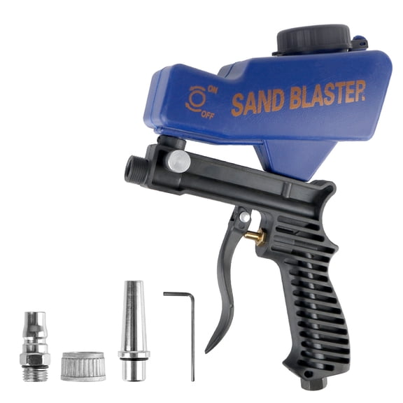 Gravity Feed Pneumatic Sandblasting Gun Set Adjustable Flow Abrasive Blasting Machine Portable Rust Remover Sand Blast Tool for Metal Paint Corrosion Cleaning Garage Workshop