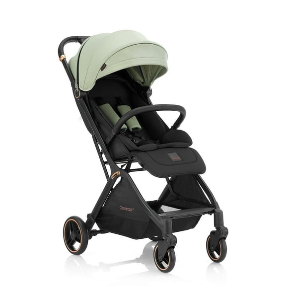 Gravity Folding Baby Stroller - Portable Toddler Stroller w/Adjustable Backrest & Canopy, Lightweight and UV Protected Travel Stroller, One-Hand Automatic Folding - Green