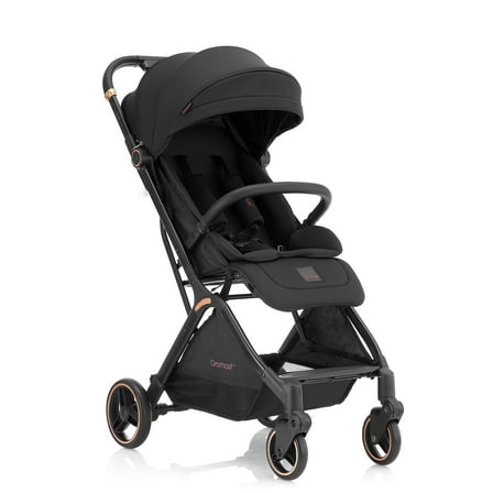 Gravity Folding Baby Stroller - Portable Toddler Stroller w/ Adjustable Backrest & Canopy, Lightweight and UV Protected Travel Stroller, One-Hand Automatic Folding - Black