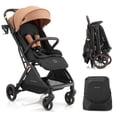 thumbnail image 1 of Gravity Folding Baby Stroller - Portable Toddler Stroller w/Adjustable Backrest & Canopy, Lightweight and UV Protected Travel Stroller, One-Hand Automatic Folding - Khaki, 1 of 10