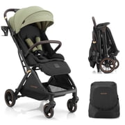 Gravity Folding Baby Stroller - Portable Toddler Stroller w/Adjustable Backrest & Canopy, Lightweight and UV Protected Travel Stroller, One-Hand Automatic Folding - Green