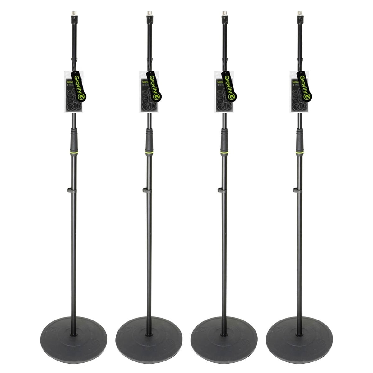 Gravity GMS23 Microphone Stand with Round Base in Black 4-Pack