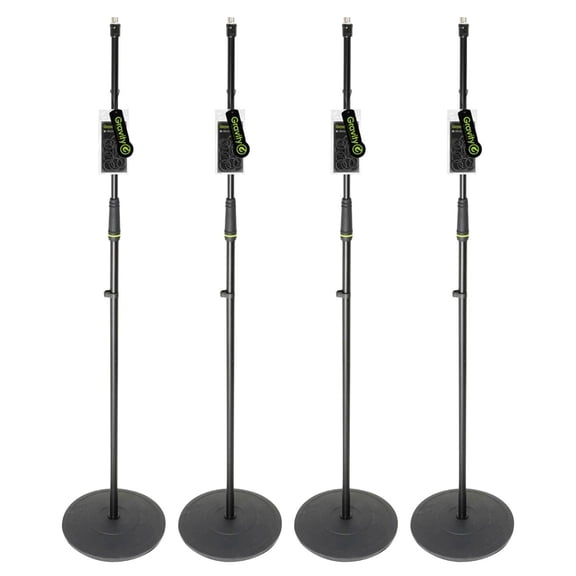 Gravity GMS23 Microphone Stand with Round Base in Black 4-Pack