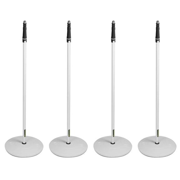 Gravity GMS23W Microphone Stand with Round Base in White 4-Pack