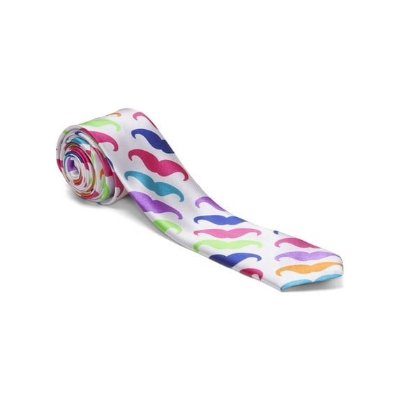 Gravity Graphic Skinny Neck Tie Design, Rainbow Mustache