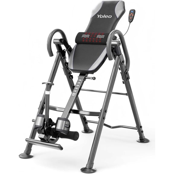 Gravity Inversion Table for Back Pain Relief 2026 New Inversion Table | Back Stretcher Machine w/ Heat and Massage Lumbar pad, Reversible Ankle Holders, 300 lbs, Easy to Assemble