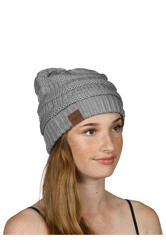 Gravity Outdoor Cable Knit Beanie, Light Grey