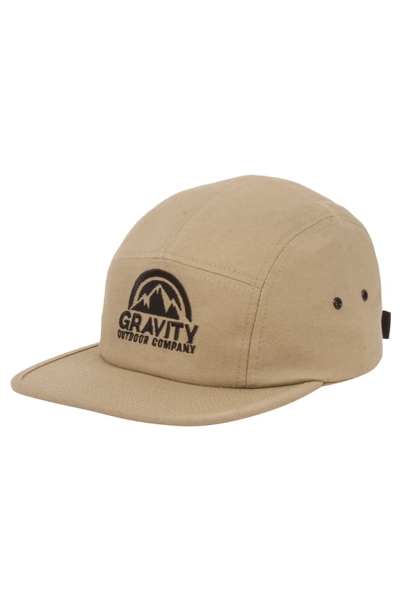 5 Panel Hat - Khaki - Black Logo
