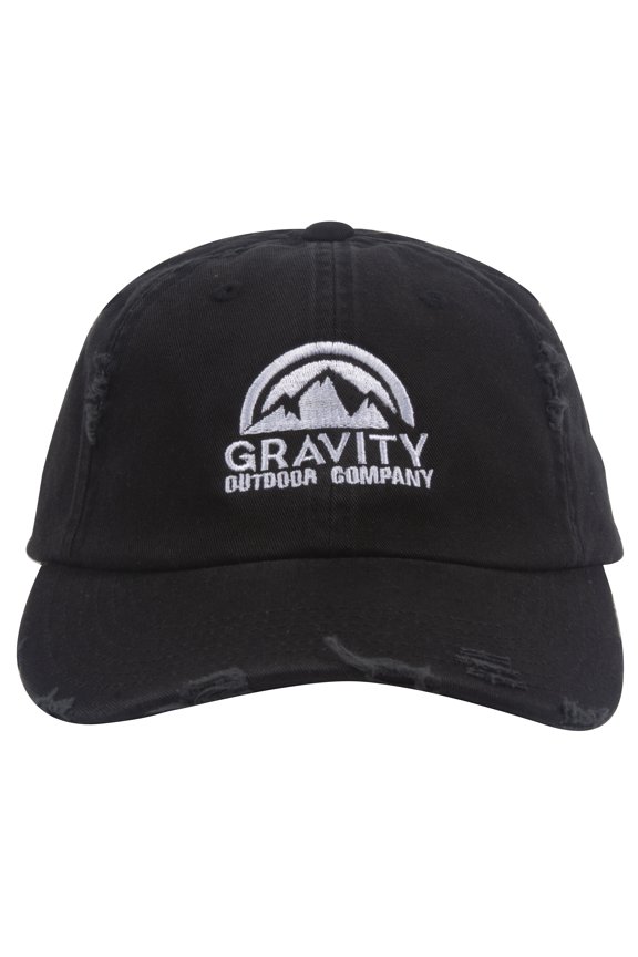 Distressed Adjustable Baseball Cap - Black