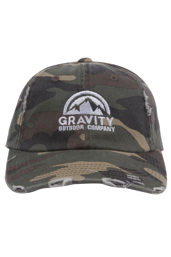 Distressed Adjustable Baseball Cap - Camo