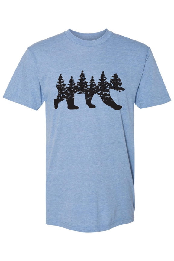 Forest Bear Silhouette Short-Sleeve T-Shirt - Athletic Blue 3XL