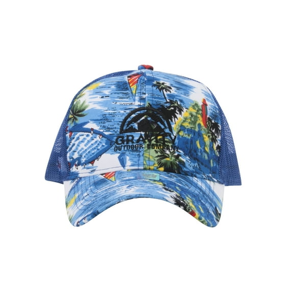 Gravity Outdoor Co. Island Floral Adjustable Trucker Cap - Blue