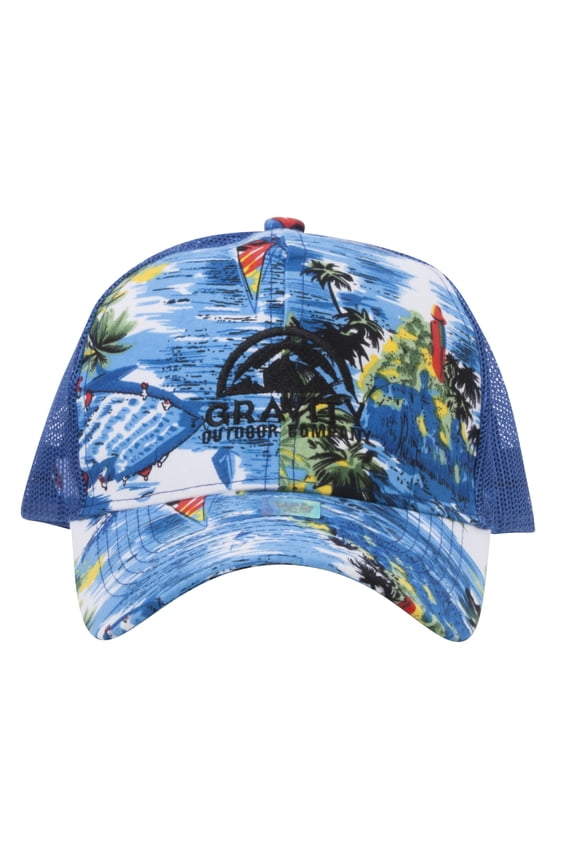Island Floral Adjustable Trucker Cap - Blue