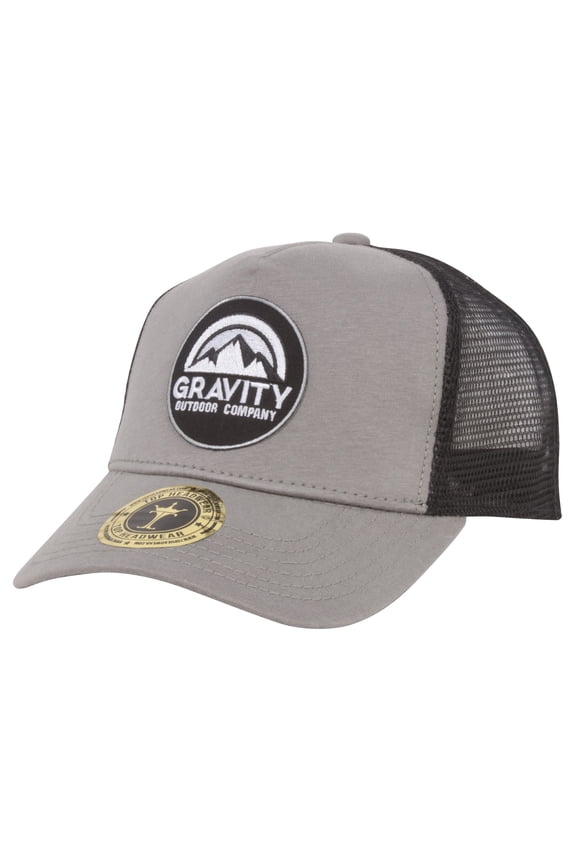 Jersey Knit Pro Style Mesh Trucker Hat - Grey/Black