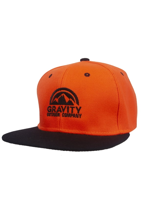 Logo Polyester Snapback Hat - Orange/Black - Black Logo