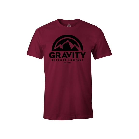 Gravity Outdoor Co. Mens AA USA Made Short-Sleeve T-Shirt - Black Logo - Cranberry - M