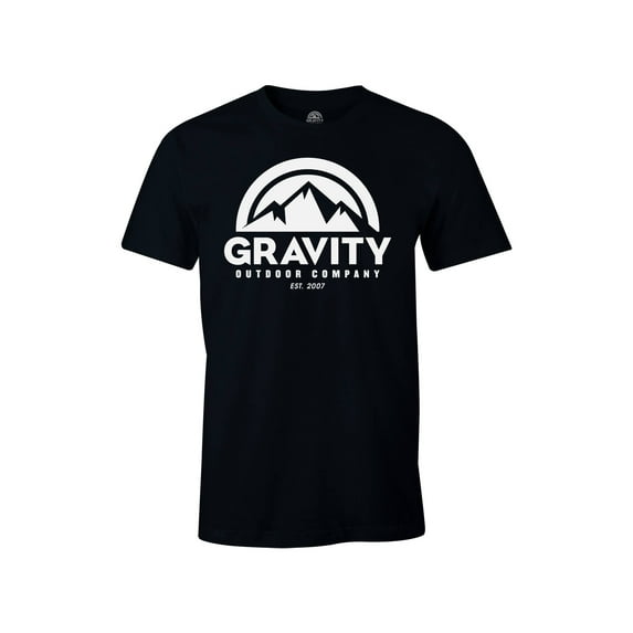Gravity Outdoor Co. Mens AA USA Made Short-Sleeve T-Shirt - White Logo - Black - S