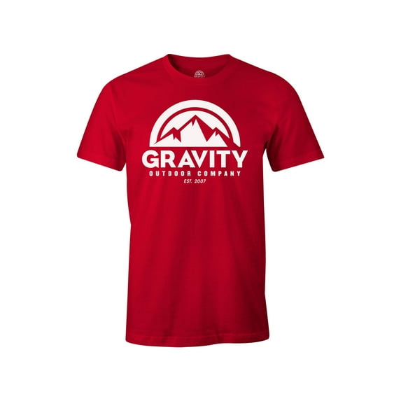 Gravity Outdoor Co. Mens AA USA Made Short-Sleeve T-Shirt - White Logo - Red - XL