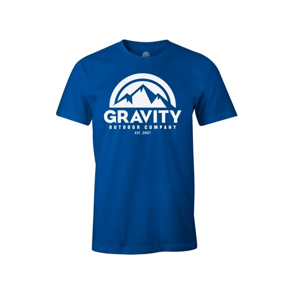 Gravity Outdoor Co. Mens AA USA Made Short-Sleeve T-Shirt - White Logo - Royal - 2XL