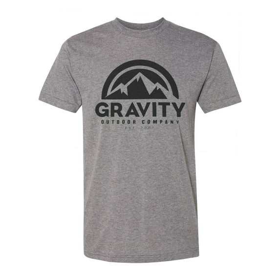 Gravity Outdoor Co. Mens AA USA Made T-Shirt - Black Logo - Athletic Grey - 2XL