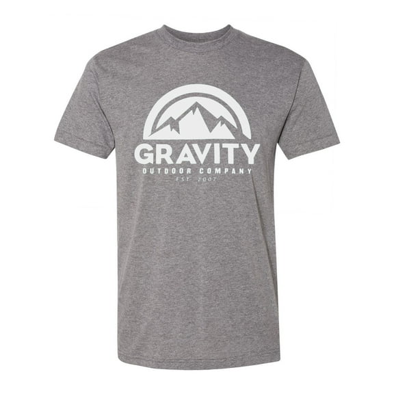 Gravity Outdoor Co. Mens AA USA Made T-Shirt - White Logo - Athletic Grey - M