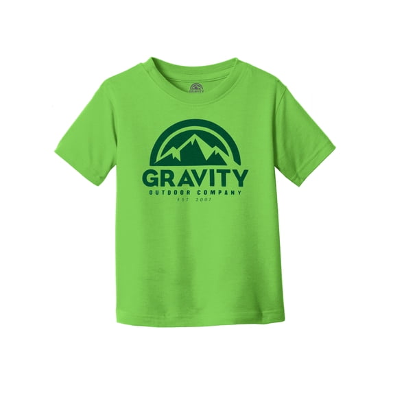 Gravity Outdoor Co. Water-Based Screen Toddler T-Shirt - Lime/Green Ink - 4T