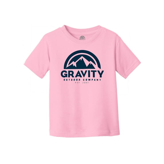 Gravity Outdoor Co. Water-Based Screen Toddler T-Shirt - Pink/Navy Ink - 4T