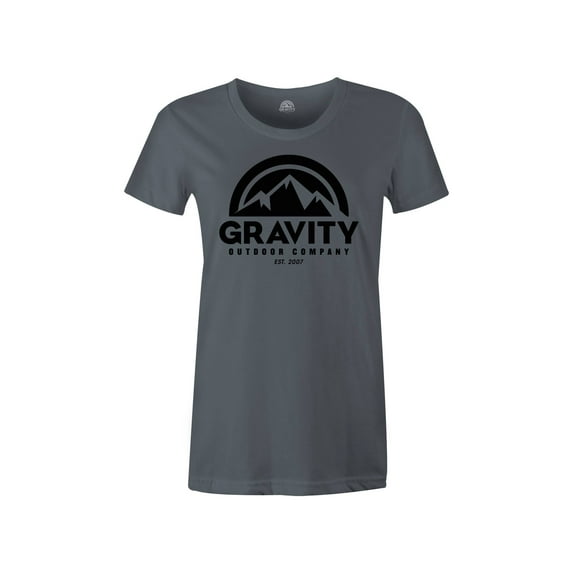 Gravity Outdoor Co. Womens AA USA Made Short-Sleeve T-Shirt - Black Logo - Asphalt - S
