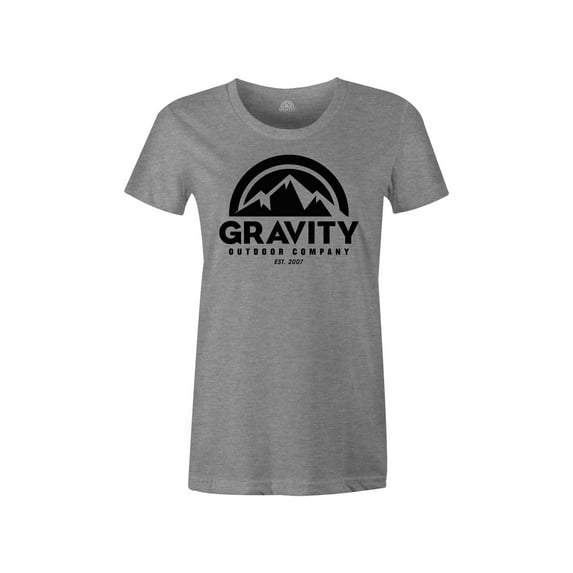Gravity Outdoor Co. Womens AA USA Made Short-Sleeve T-Shirt - Black Logo - Heather Grey - 2XL