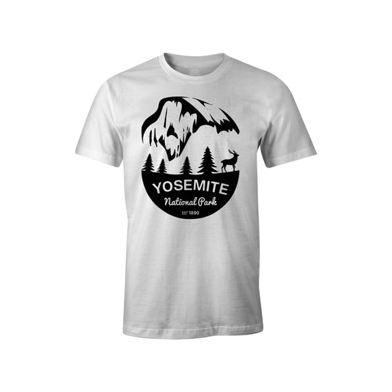 Gravity Outdoor Co. Yosemite Mens AA USA Made Short-Sleeve T-Shirt - Black Logo - White - S