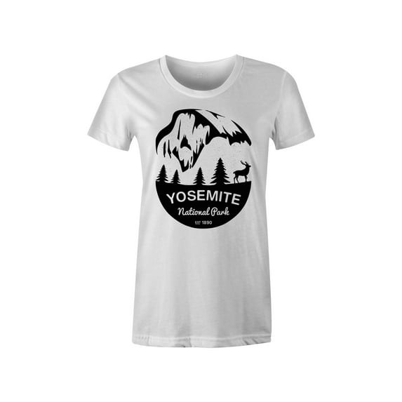 Gravity Outdoor Co. Yosemite Womens AA USA Made Short-Sleeve T-Shirt - Black Logo - White - M
