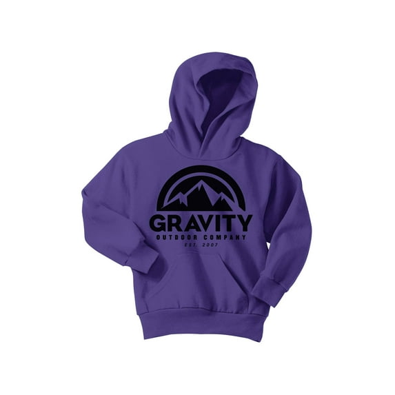 Gravity Outdoor Co. Youth Hoodie Sweatshirt - Black Logo - Purple - X-Small