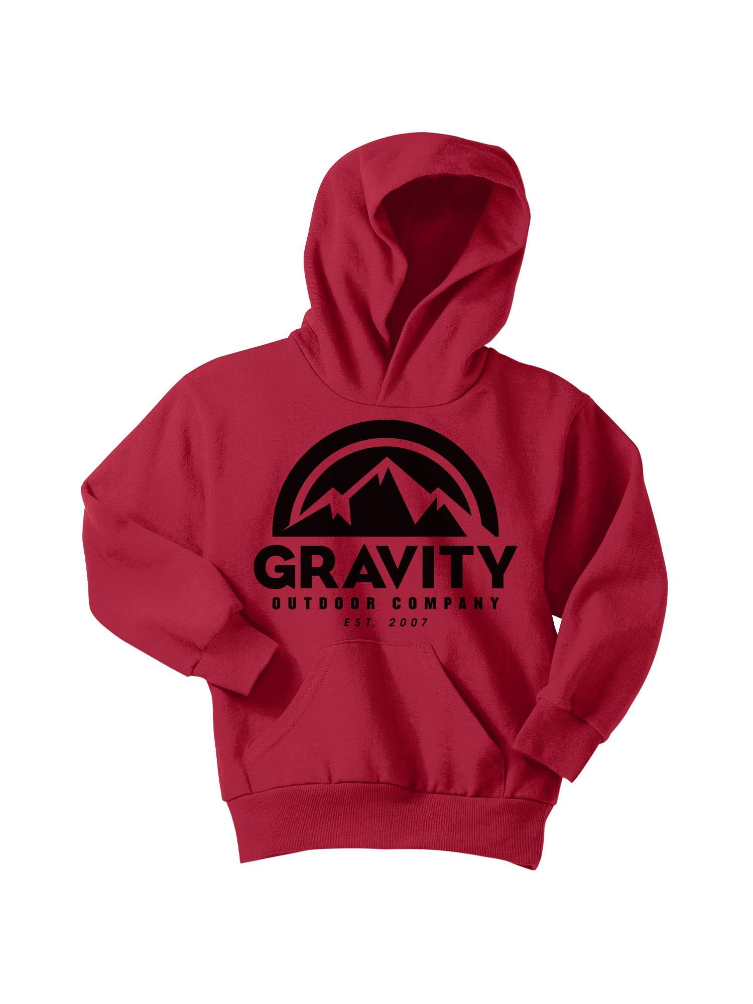 Gravity Outdoor Co. Youth Hoodie Sweatshirt Black Logo Red X