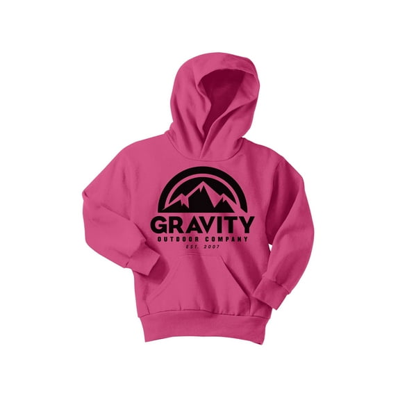Gravity Outdoor Co. Youth Hoodie Sweatshirt - Black Logo - Sangria - X-Large