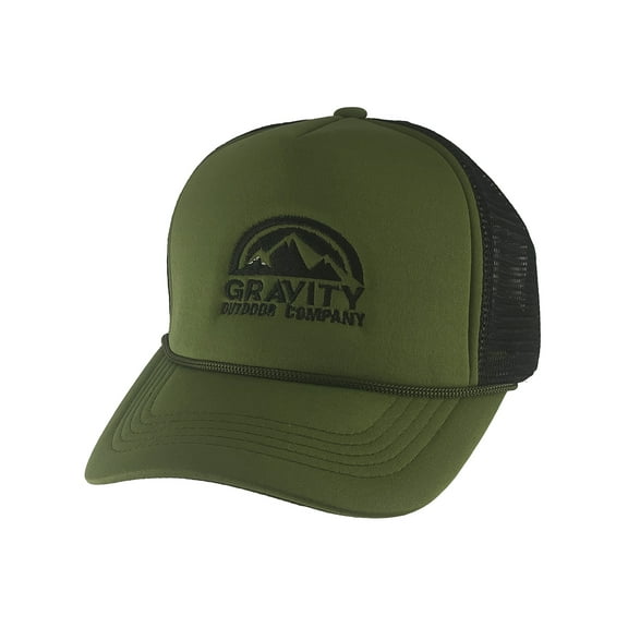 Gravity Outdoor Company Logo Foam Panel Trucker Hat - Olive