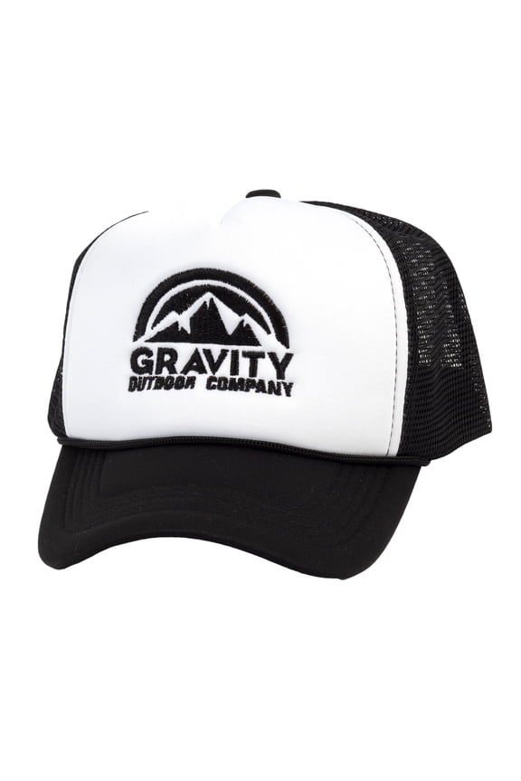 Gravity Outdoor Company Logo Foam Panel Trucker Hat, White/Black