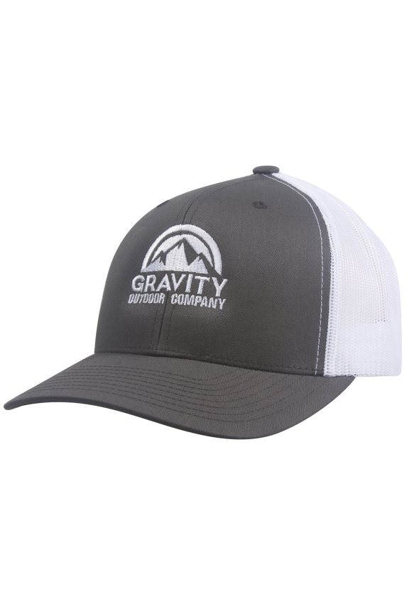 Gravity Outdoor Retro Trucker Snapback Hat - Grey/White/White
