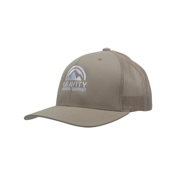 Gravity Outdoor Retro Trucker Snapback Hat - Khaki/White