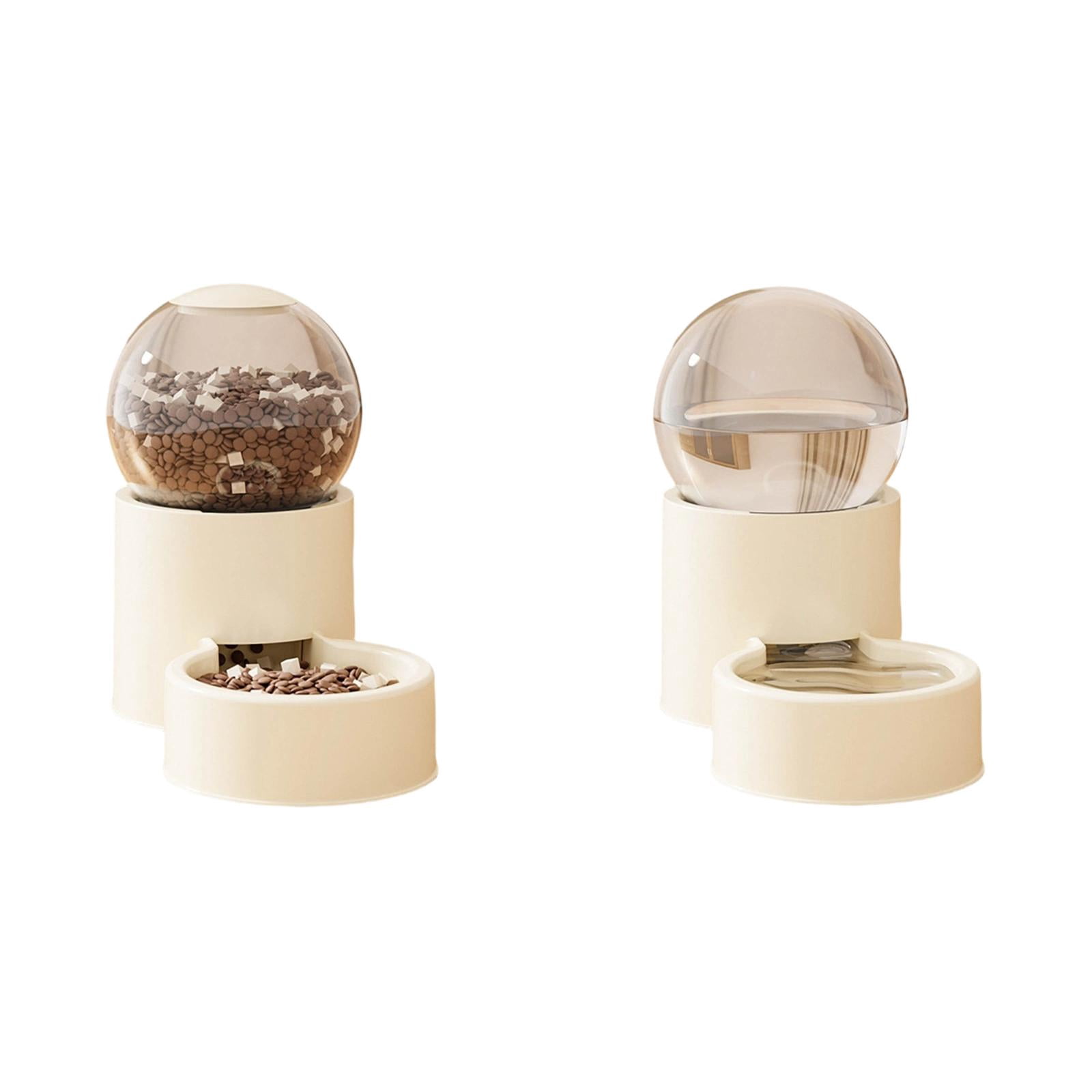 Gravity Pet Food Feeder for Dogs and Cats, Automatic Cat Dog Feeder and Water Dispenser Set for Cats Small Dogs Puppies Kittens Pets, Pet Supplies for Home and Travel (Feeder+Waterer-Beige)