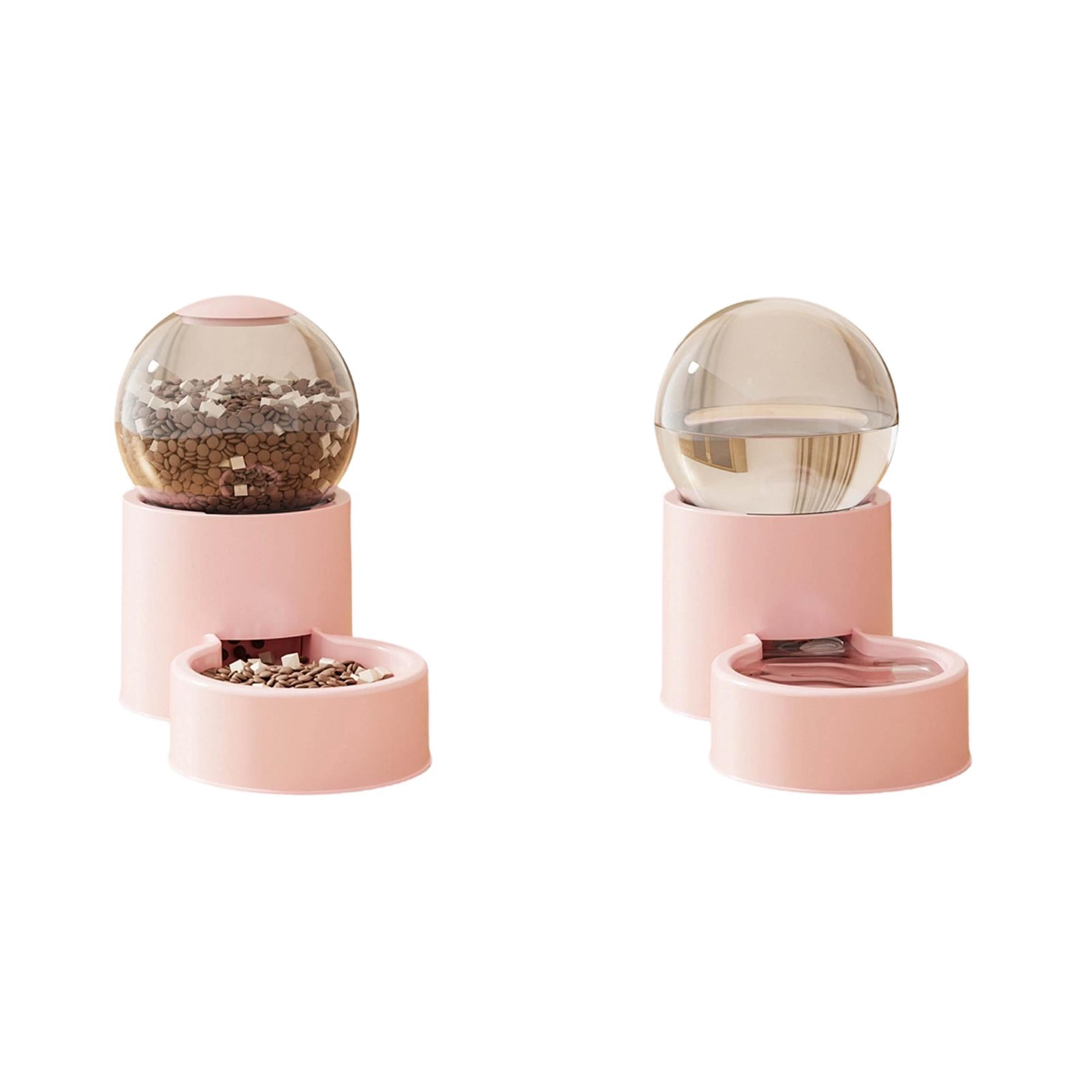 Gravity Pet Food Feeder for Dogs and Cats, Automatic Cat Dog Feeder and Water Dispenser Set for Cats Small Dogs Puppies Kittens Pets, Pet Supplies for Home and Travel (Feeder+Waterer-Pink)