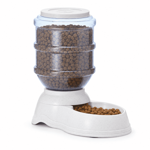 Gravity Pet Food Feeder for Dogs and Cats, Small Automatic Dry Food Dispenser with Removable Lid, Transparent Hopper, Anti-Skid Feet, 152 fl oz Capacity