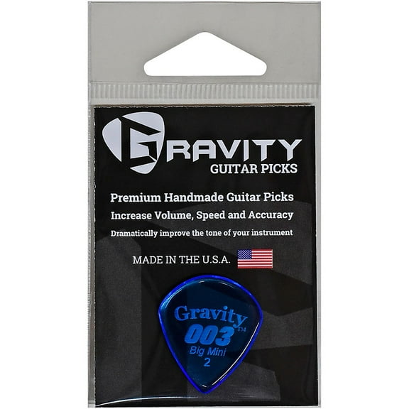 Gravity Picks 003 J3 Big Mini Polished Blue Acrylic Guitar Pick | 2.0mm