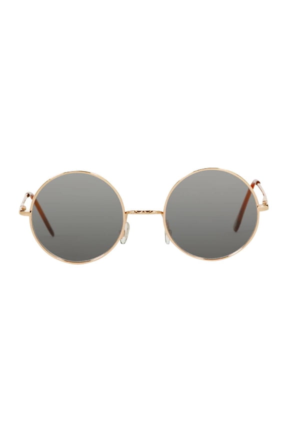 Circular Frame Sunglass, Gold Mirror Lens