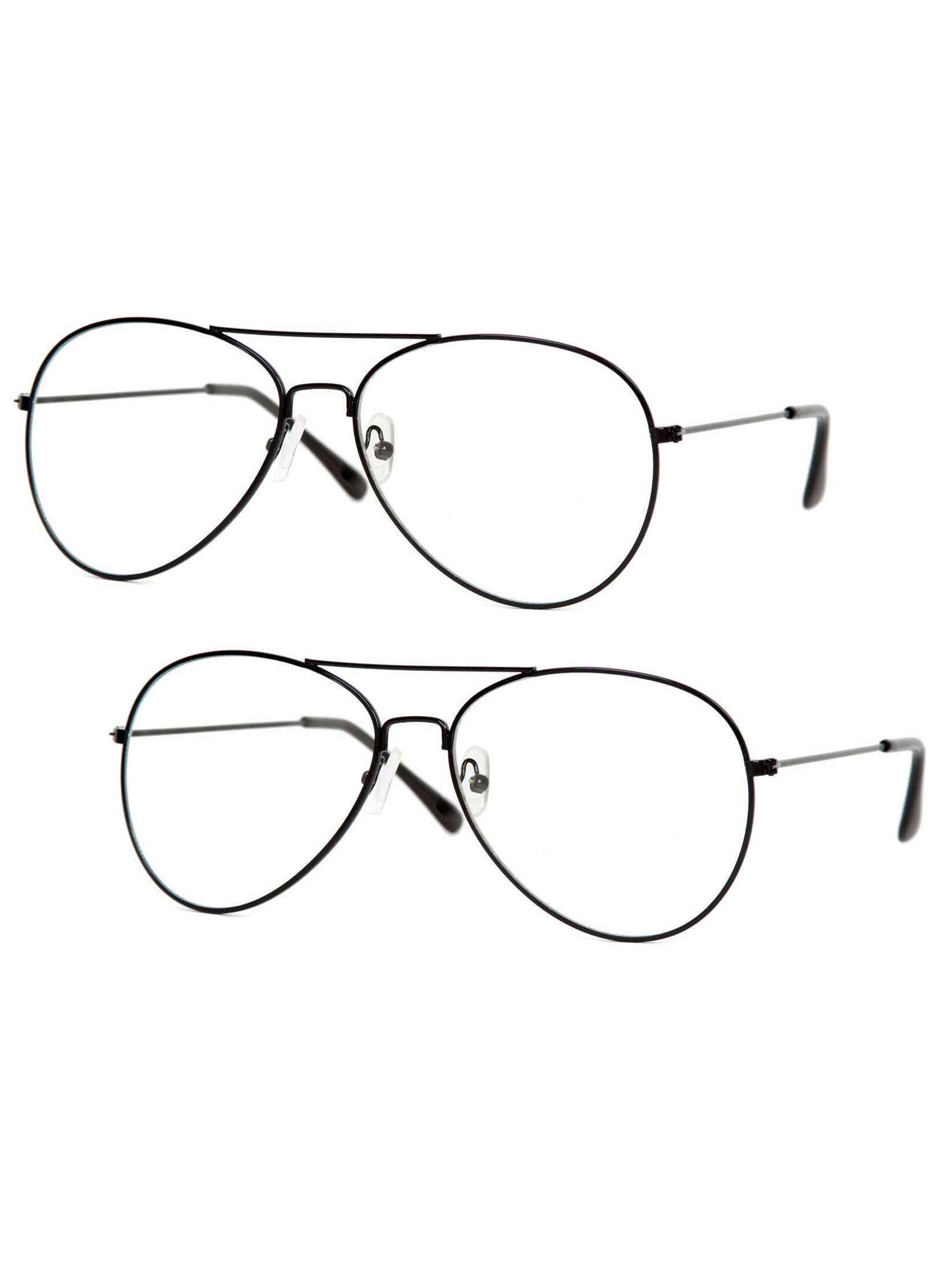 Gravity Shades Clear Lens Aviator Sunglass, Black 2 Pack
