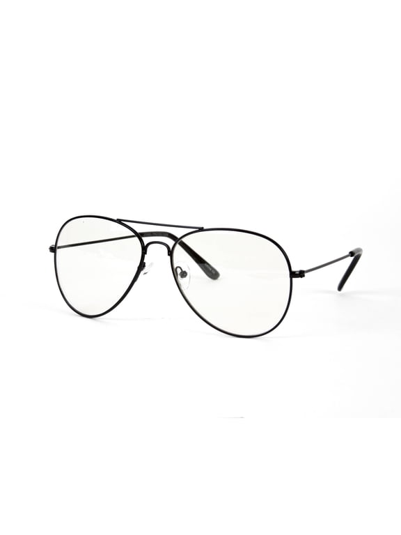 Clear Lens Aviator Sunglasses, Black