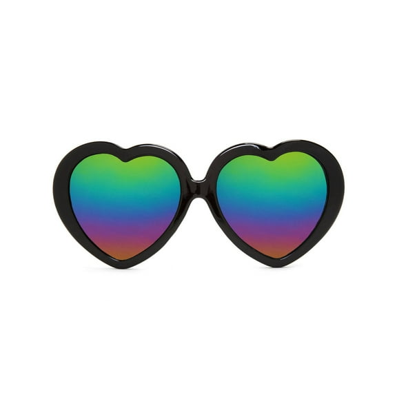 Gravity Shades Heart Shaped Rainbow Lens Sunglasses - Black