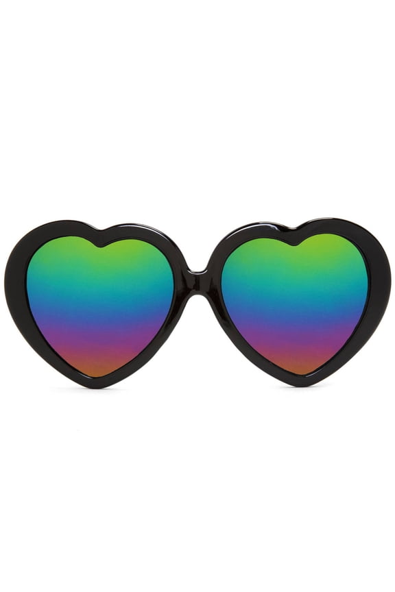 Heart Shaped Rainbow Lens Sunglasses - Black