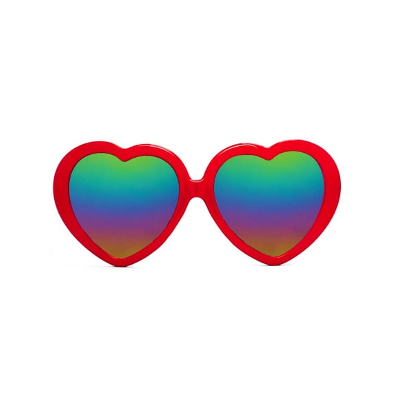 Gravity Shades Heart Shaped Rainbow Lens Sunglasses - Red