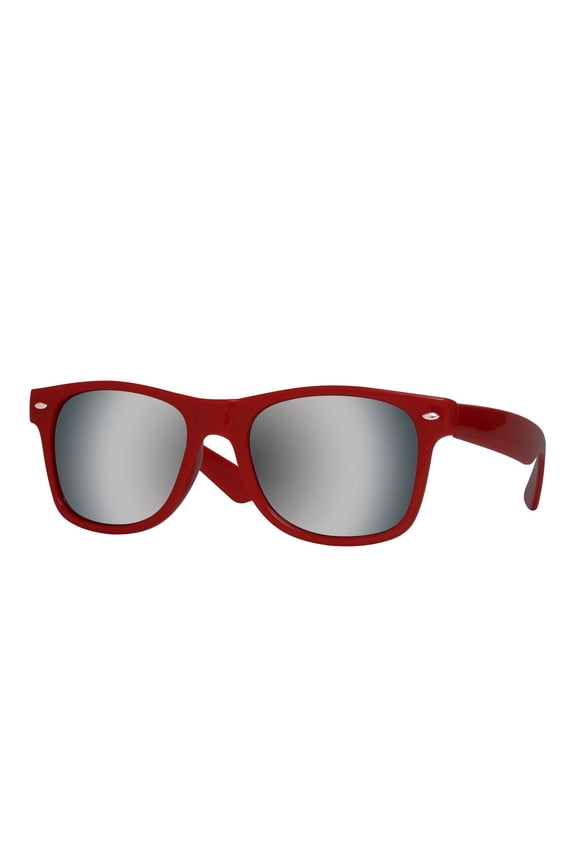 Horn-Rimmed Mirror Sunglasses, Red